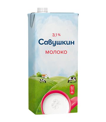 Молоко ульрапаст. Савушкин 3,1% 1 л