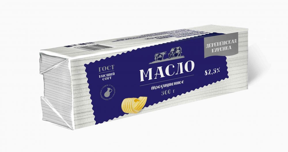 Масло сладкосливочное Традиционное Деревенская буренка 82,5% 500 г