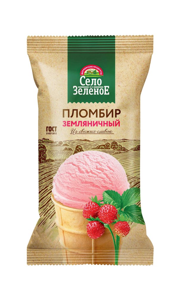 Мороженое СЗ пломбир земляника вафельный стакан 15% 70 г
