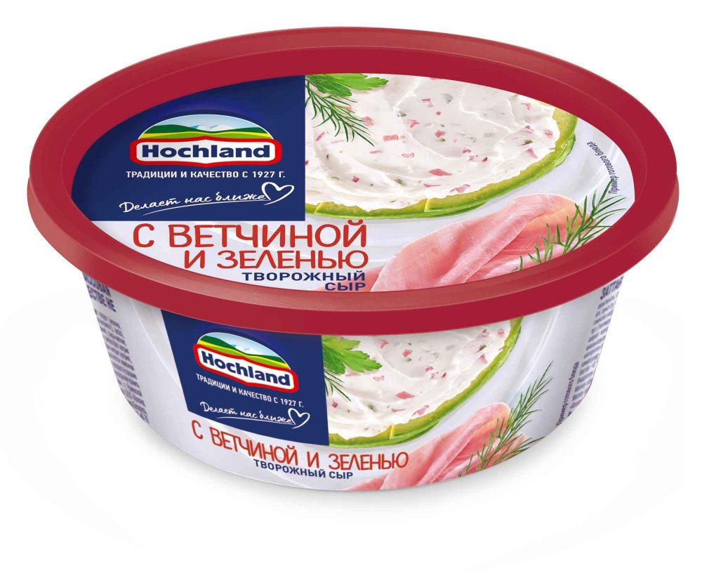 Сыр творожный Hochland с ветчиной и зеленью 140 г