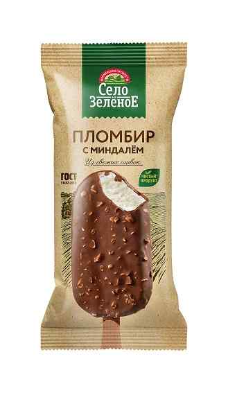 Мороженое СЗ эскимо пломбир в молочном шоколаде с миндалем 15% 80 г