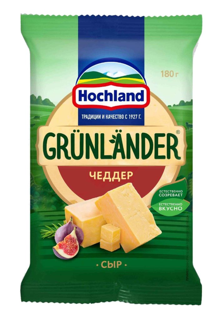 Сыр полутвёрдый Hochland Grünländer Чеддер 50% 180 г
