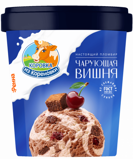 Пломбир КиК шоколадный с вишней и крошкой шок. печенья в карт. стак. 300 г
