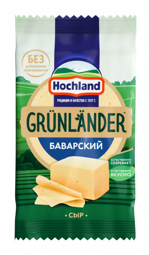 Сыр полутвёрдый Hochland Grünländer Баварский 45% 180 г