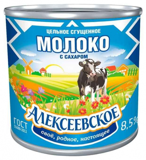 Молоко сгущенное цельное Алексеевское ГОСТ 8,5% 380 г