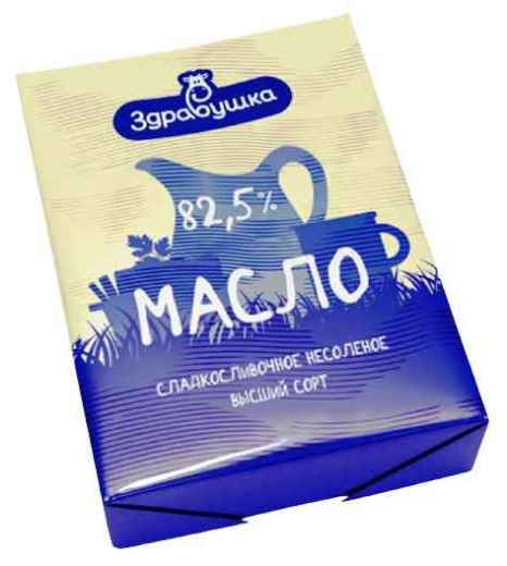 Масло сладкосливочное несоленое 82,5% Здравушка 180 г